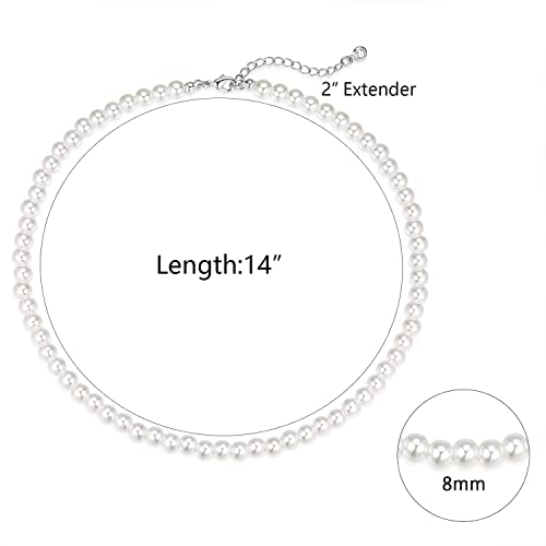 Zeffy Pearl Necklace for Women, 8MM Dainty Round Imitation Pearl Choker Wedding Delicate Jewelry for Women Simple Bridesmaid Jewelry Gifts - Image 5