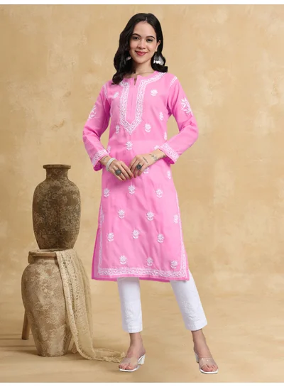 Alaya Hand Embroidered Chikankari Cotton Kurta-AL3999