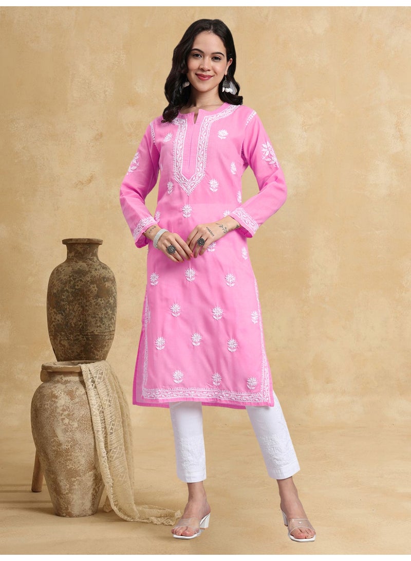 Alaya Hand Embroidered Chikankari Cotton Kurta-AL3999 - Image 1