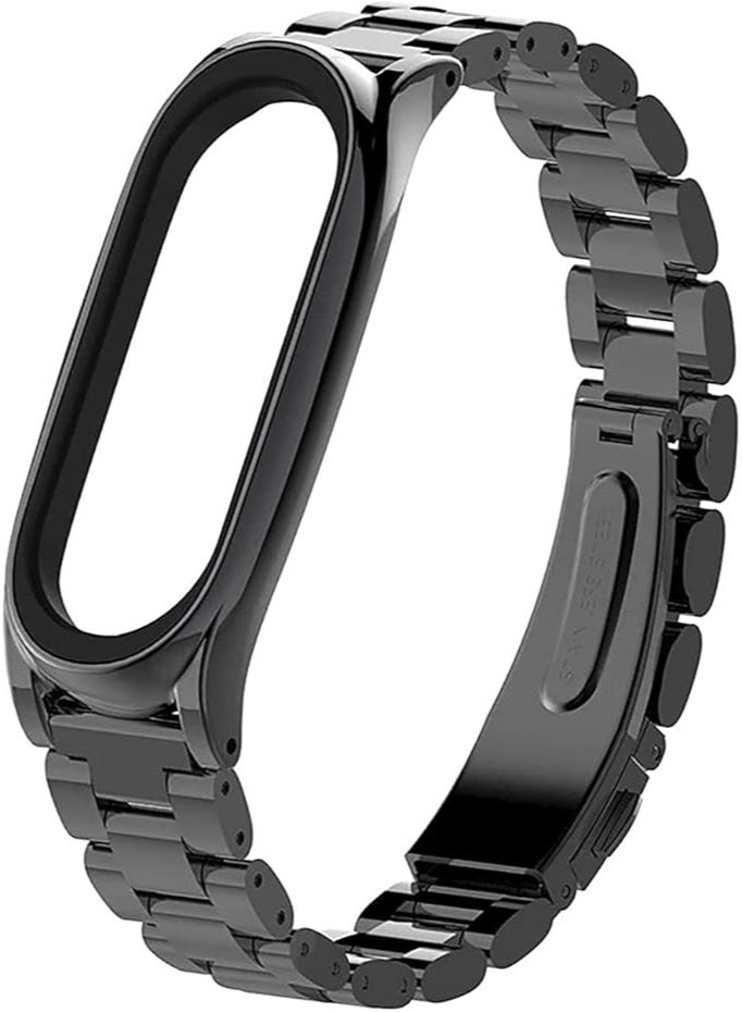 Next Store Metal Watch Band Compatible with Xiaomi Mi Band 6 5, Stainless Steel Adjustable Replacement Straps for Smart Watch Men Women