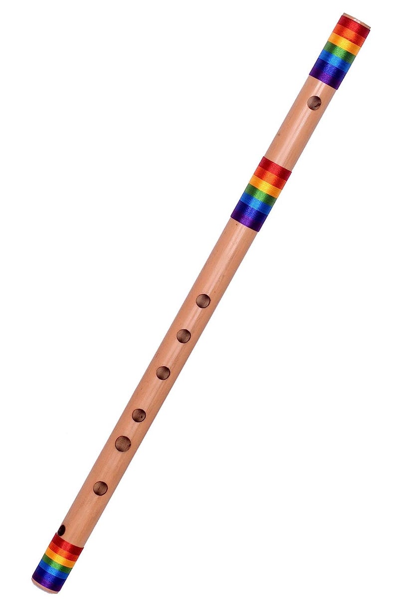 Foora Rainbow Flute Professional C Scale 8 Hole Bamboo Flute Bansuri with Re-sham Thread Hand Made Bamboo Flute Size 48 cm Beginners/Musician (Export in U.S.A, Canada, Mexico) (Rainbow) - Image 1