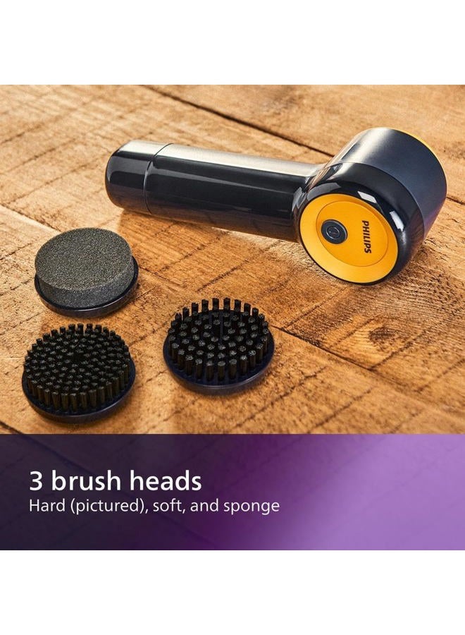 Philips منظف أحذية رياضية - مجموعة تنظيف المدربين مع 3 رؤوس فرشاة، 3 رؤوس فرشاة أزرق/أصفر، 4 بطاريات AA، أزرق (GCA1000/60) - Image 2