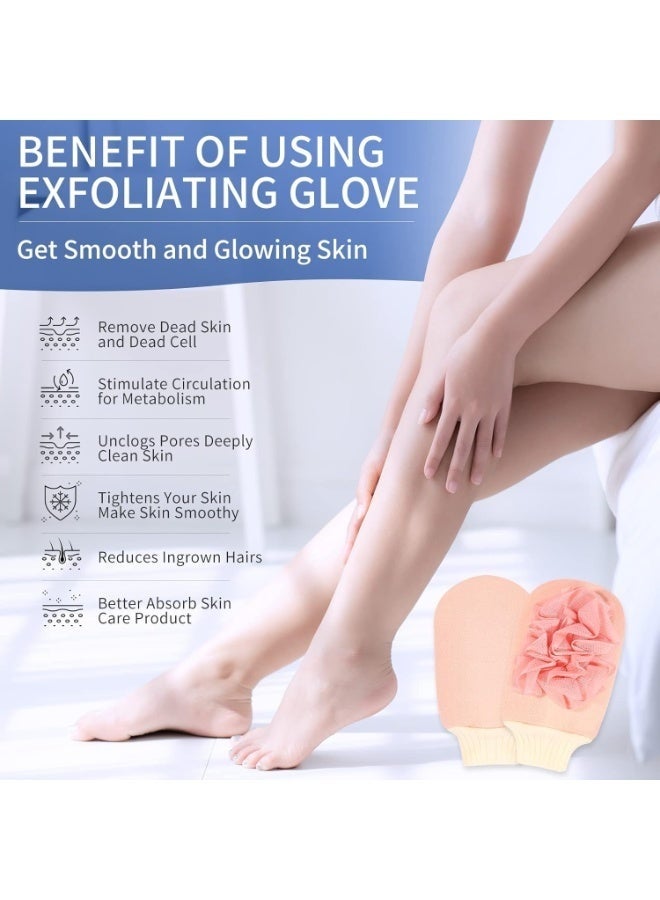 قفازات تقشير عميقة - قفازات مزدوجة الجوانب للاستحمام، وتدليك الجسم، وإسفنجة ليفة استحمام، ومقشر للبشرة، ومزيل للجلد الميت - لون عشوائي - Image 3