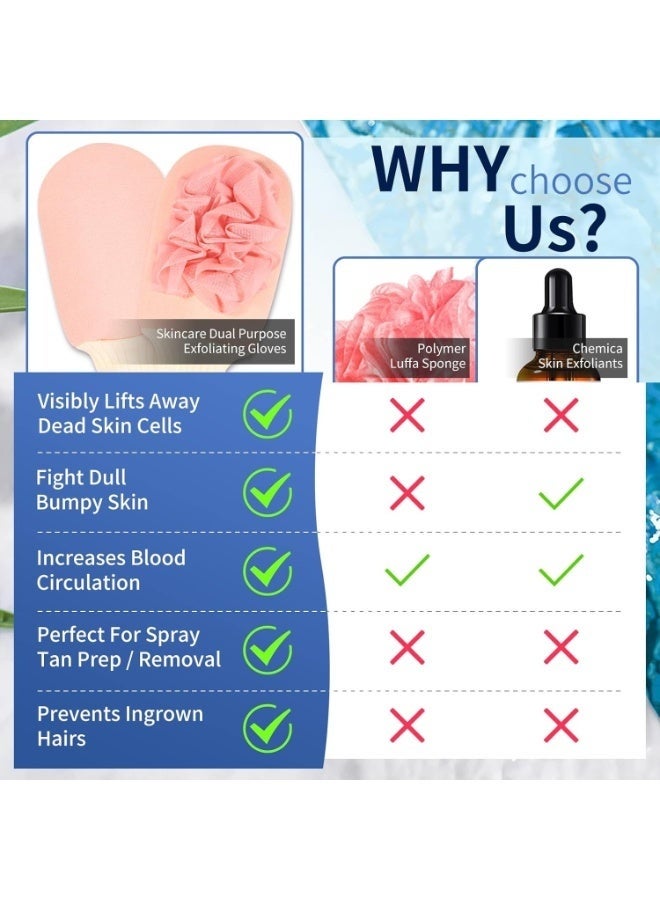 قفازات تقشير عميقة - قفازات مزدوجة الجوانب للاستحمام، وتدليك الجسم، وإسفنجة ليفة استحمام، ومقشر للبشرة، ومزيل للجلد الميت - لون عشوائي - Image 5