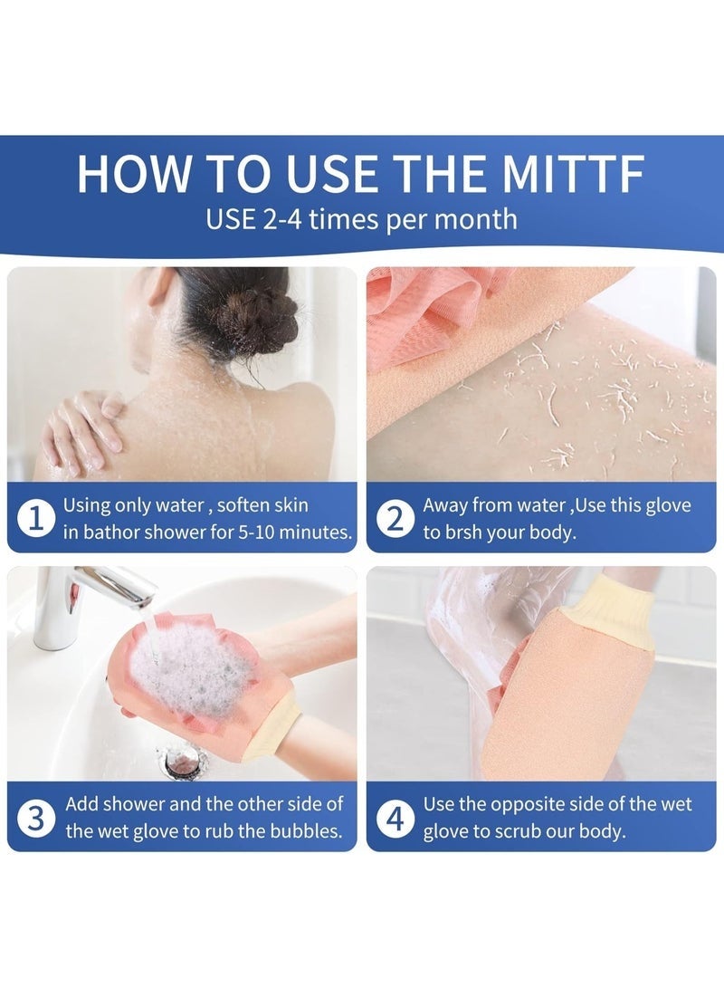 قفازات تقشير عميقة - قفازات مزدوجة الجوانب للاستحمام، وتدليك الجسم، وإسفنجة ليفة استحمام، ومقشر للبشرة، ومزيل للجلد الميت - لون عشوائي - Image 4