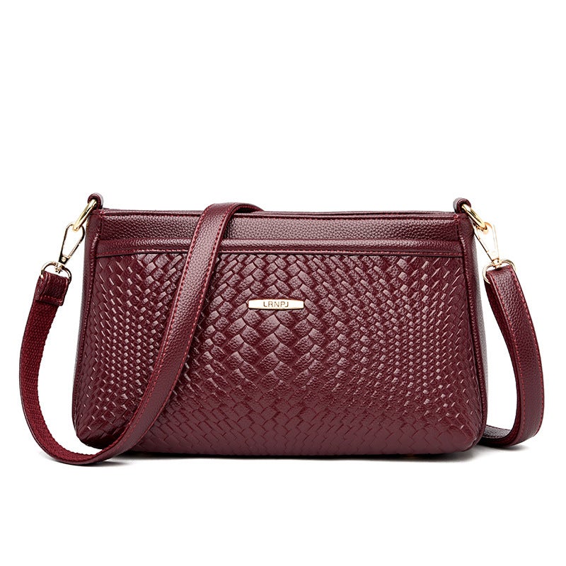 New Style Women'S Bag, Simple Design For Middle-Aged Ladies, Mom Bag With Textured Woven Pattern, Large Capacity, Versatile Shoulder And Crossbody Bag - Image 1