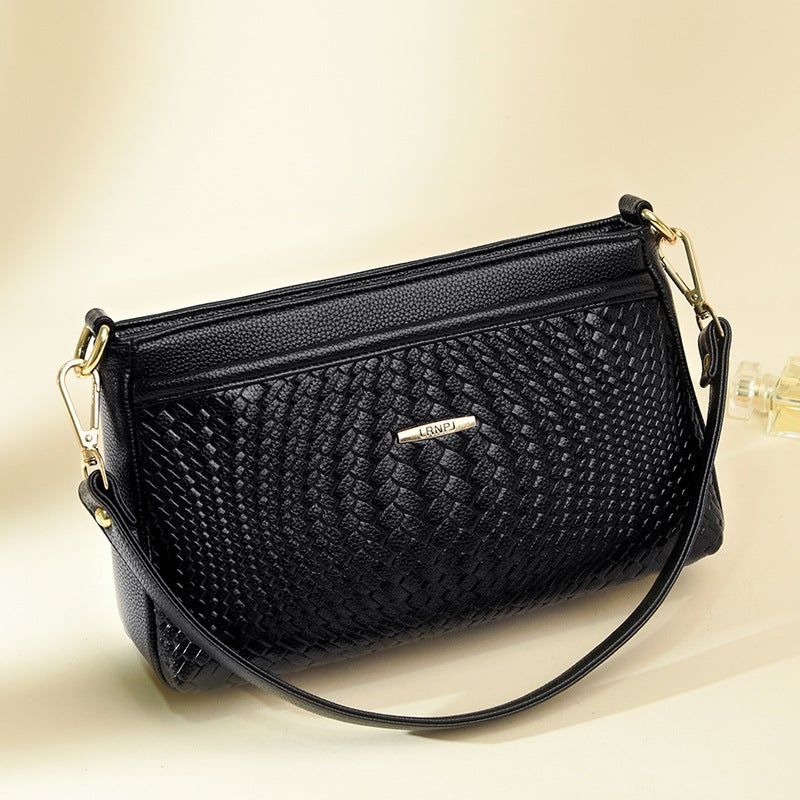 New Style Women'S Bag, Simple Design For Middle-Aged Ladies, Mom Bag With Textured Woven Pattern, Large Capacity, Versatile Shoulder And Crossbody Bag - Image 2