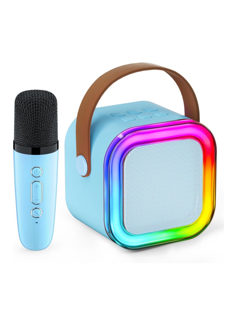 Generic KIDSZONE Mini Karaoke Machine for Kids,Portable Bluetooth Speaker with Wireless Microphone, Gifts Toys for Girls 4, 5, 6, 7, 8, 9, 10 +Year Old Birthday Family Home Party(Blue)  - Image 1