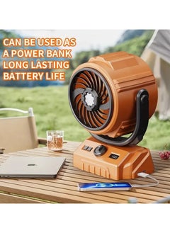 LIXES Portable Camping Fan with LED Light – Rechargeable Battery Operated Tent Fan for Outdoor, Travel, Hurricane, Emergency Use – Quiet, Compact, USB Powered Fan with Hanging Hook  - Image 4