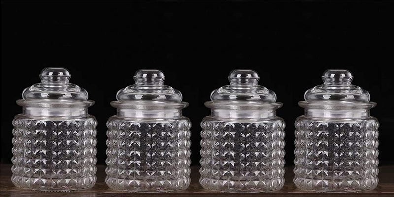 VIHAX Pop Jar With Glass Air Tight Lid Pickle Spice Food Storage Containers Transparent Storage Jar Herbs Jar,Jam Jar,Cookie Jar,pop Glass jar,Biscuit Glass Jar,Masla Storage Glass Jar (4) - Image 1