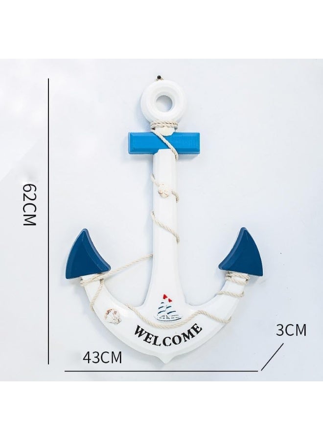 YINZUO YINZUO Nautical Anchor Wall Decor with Rope â€“ Rustic Beach Wood Hanging Decoration for Bathroom, Door, Living Room, Patio, or Boat Wall (Large) - Image 3