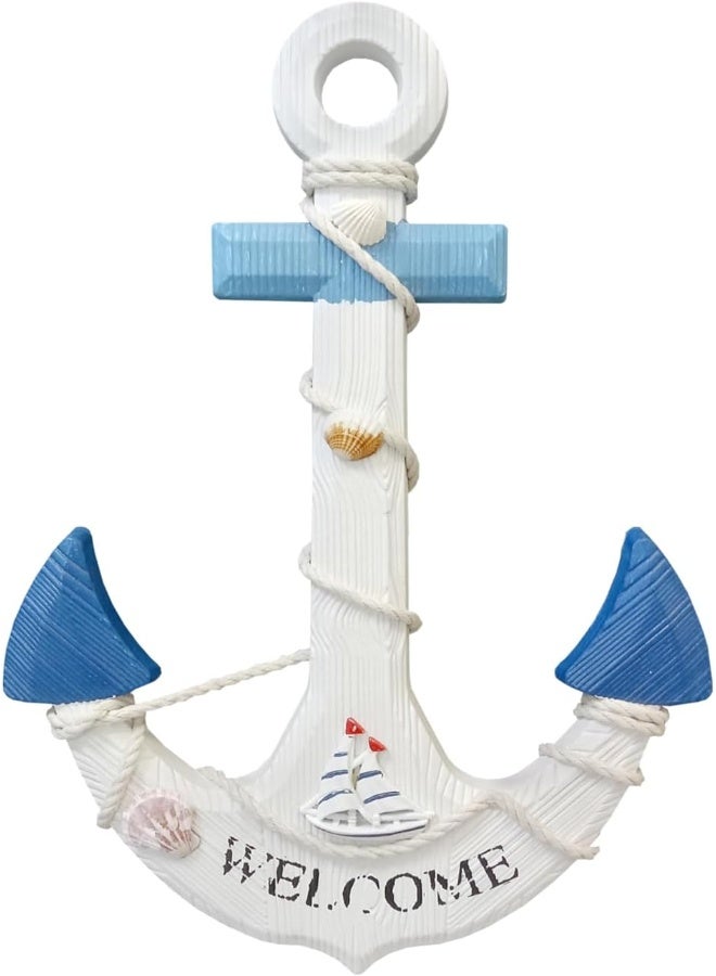 YINZUO YINZUO Nautical Anchor Wall Decor with Rope â€“ Rustic Beach Wood Hanging Decoration for Bathroom, Door, Living Room, Patio, or Boat Wall (Large) - Image 2