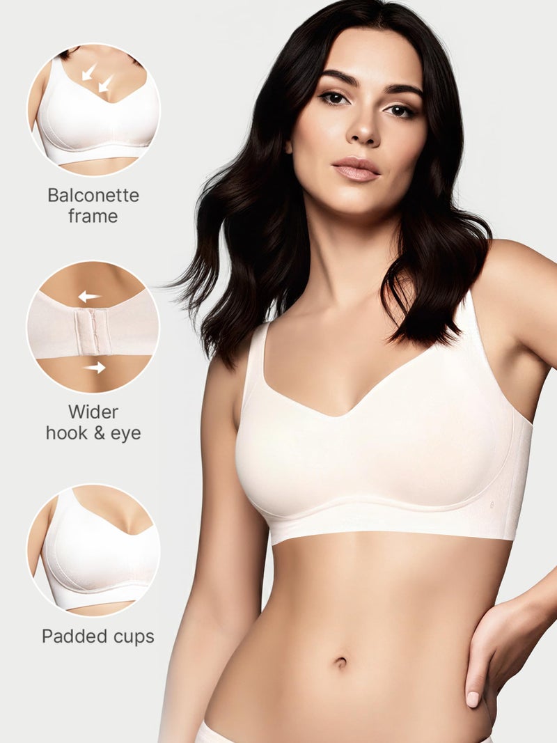 Enamor A077 Bamboo Fabric Full Support T-Shirt Bra for Women- High Coverage, Padded and Wirefree Pearl Blush - Image 3