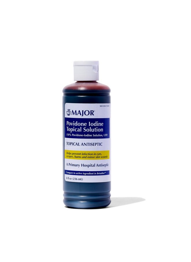 MAJOR Major 10% Povidone-Iodine Liquid Topical Solution, USP - Topical Antiseptic for Cuts, Scrapes, Burns, and Minor Skin Wounds - 8 Fl. Oz.  - Image 1