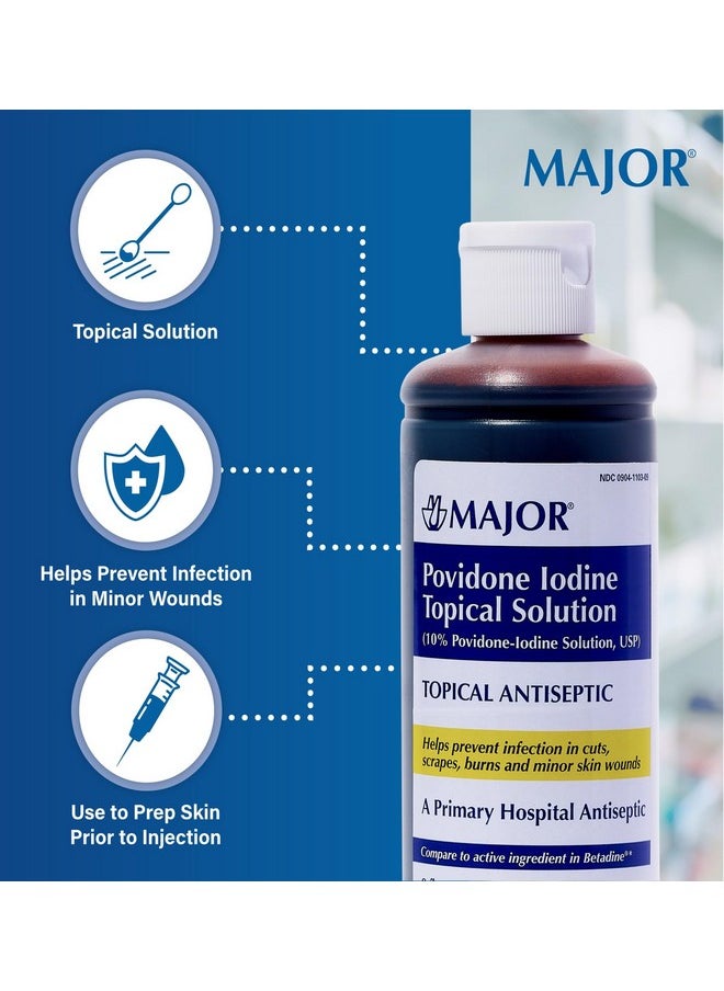 MAJOR Major 10% Povidone-Iodine Liquid Topical Solution, USP - Topical Antiseptic for Cuts, Scrapes, Burns, and Minor Skin Wounds - 8 Fl. Oz.  - Image 4