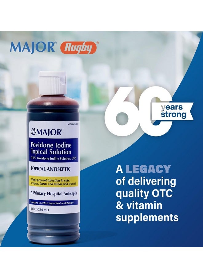 MAJOR Major 10% Povidone-Iodine Liquid Topical Solution, USP - Topical Antiseptic for Cuts, Scrapes, Burns, and Minor Skin Wounds - 8 Fl. Oz.  - Image 2