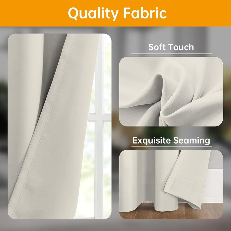 hoeflife Room Divider Curtains Flexible Ceiling Tracks Set Curtain Track Ceiling Mount Blackout Curtain for Living Room Bedroom Ceiling Curtain Rod Privacy Dividers Panels W180 x H96 Beige Drape & Black Rail - Image 3