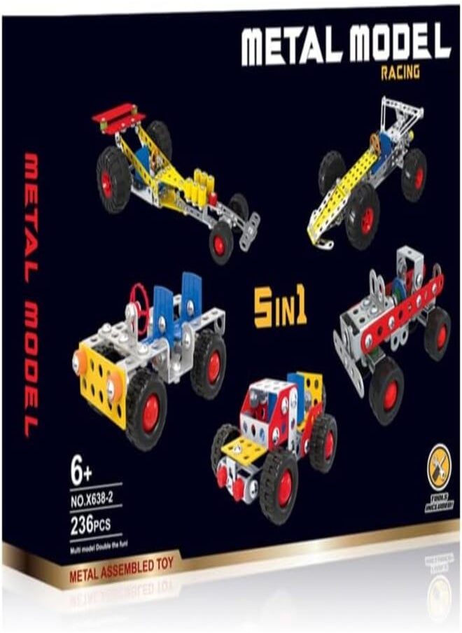 Metal Model Racing 5 In 1-236 PCS, Model No .X638-2, Metal Assembled Toy, Tools Included Not For Children Under 3 Years For Children Above 6 Years (Toys) 