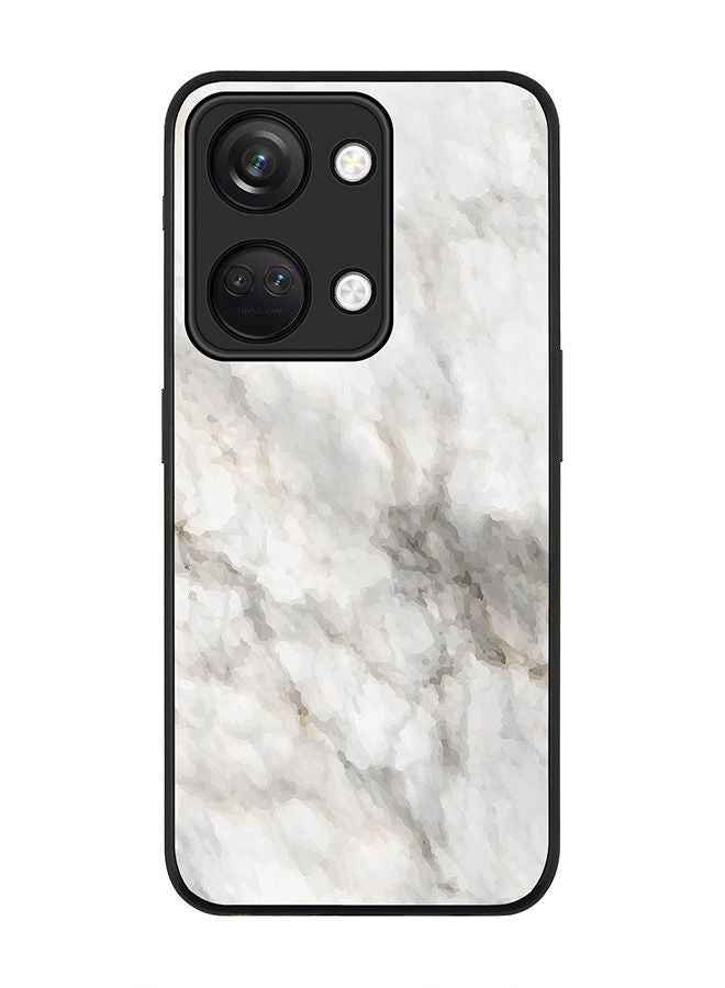 Stylizedd Rugged Black edge case for ONEPLUS NORD 3 5G / OnePlus Ace 2V, Slim fit Soft Case Flexible Rubber Edges Anti Drop TPU Gel Thin Cover -  Marble Print Beige Grey - Image 1
