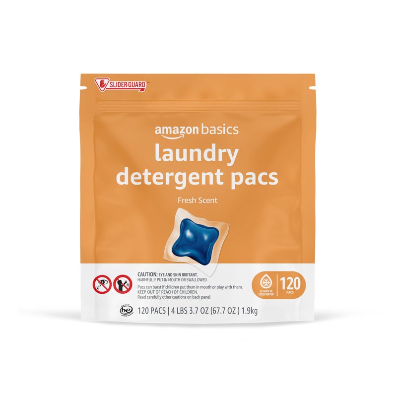 Amazon Basics Laundry Detergent Pacs, Fresh Scent, 120 Count (Previously Solimo) - Image 1