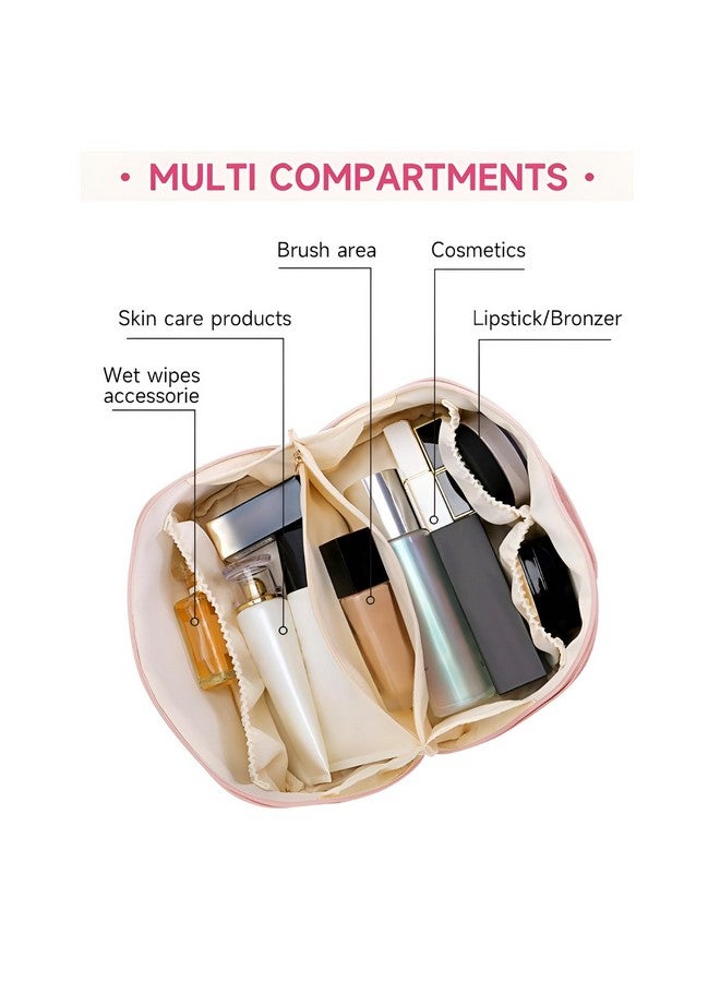 NFI essentials Cosmetic Travel Organizer Bag, Women's Makeup Pouch Toiletry Bag Portable Leather Wide Opening Cosmetics Bag with Handle and Divider - Image 2