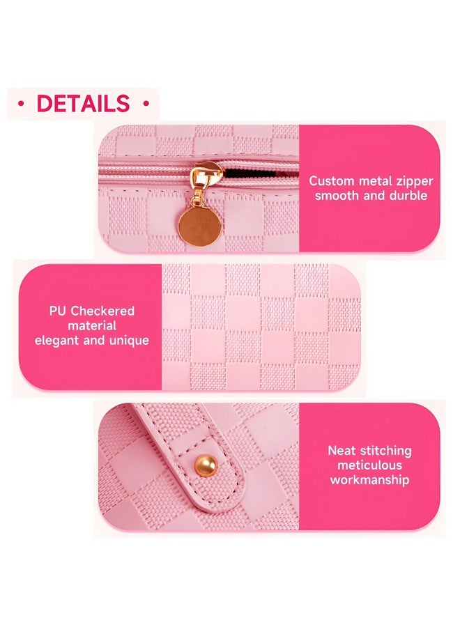 NFI essentials Cosmetic Travel Organizer Bag, Women's Makeup Pouch Toiletry Bag Portable Leather Wide Opening Cosmetics Bag with Handle and Divider - Image 3