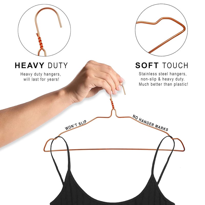 G Heavy Duty Shiny Rose Gold Metal Hanger Strong Slim Rustproof Rose Gold Metal Hanger with Notch for Shirt Coat Blazer Lehenga Gown and Dress Rose Gold Pack of 10  - Image 4