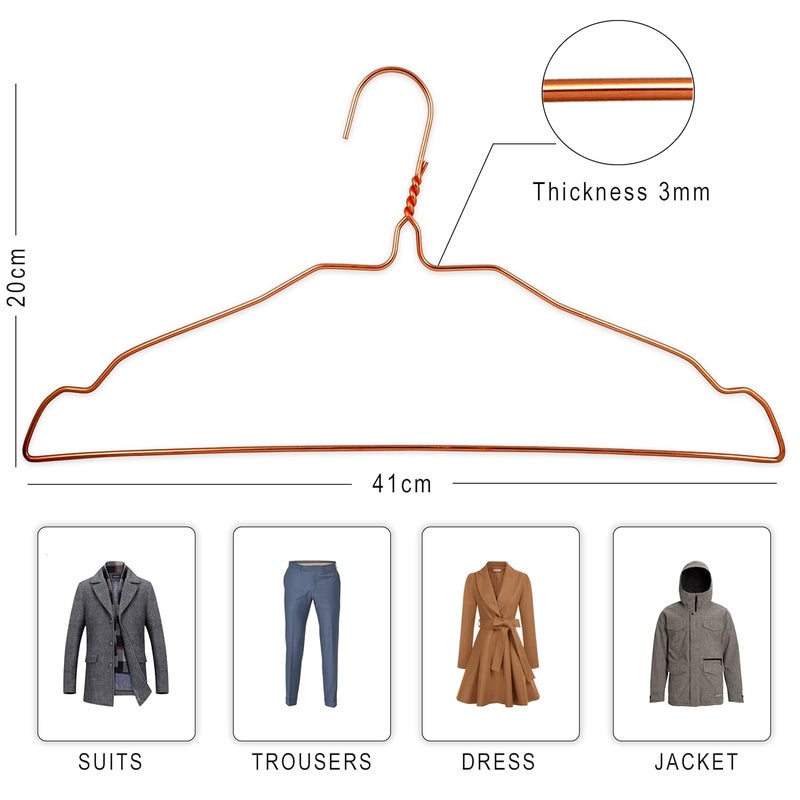 G Heavy Duty Shiny Rose Gold Metal Hanger Strong Slim Rustproof Rose Gold Metal Hanger with Notch for Shirt Coat Blazer Lehenga Gown and Dress Rose Gold Pack of 10  - Image 2