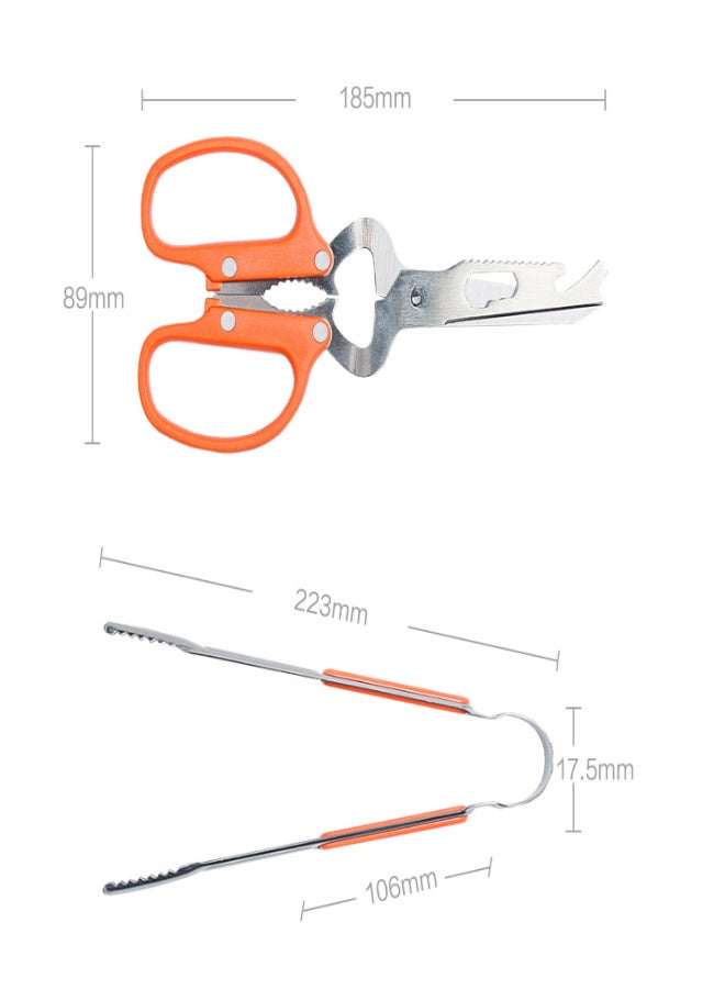 ماكسن مجموعة مقصات وملقطات مطبخ من الفولاذ المقاوم للصدأ، متعددة الوظائف، فائقة الحدة، مقص متعدد الاستخدامات، ملقط طعام مانع للانزلاق، مناسب للأسماك/اللحوم/الخضراوات/الشواء/فتاحة زجاجات/مكشطة ميزان/كسارة جوز - Image 4
