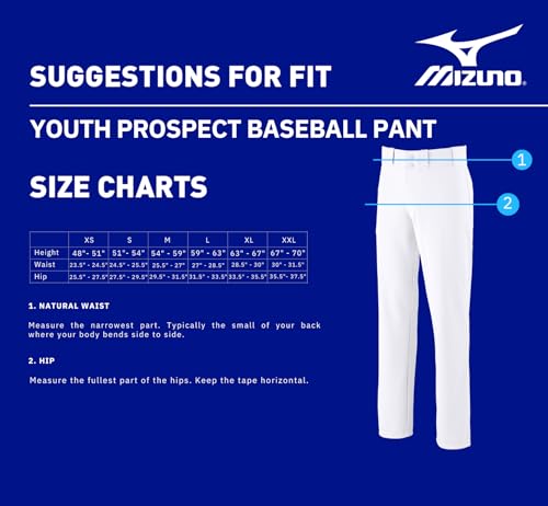 Mizuno Boys Youth Prospect Baseball Pant, White, Medium US - Image 3