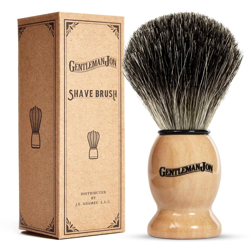 100% Black Badger Hair Shaving Brush for Men – Premium Ergonomic Shave Lather Brush for Wet Shave Using Shaving Cream & Soap – Ideal for Safety Razor, Double Edge Razor, Straight Razor