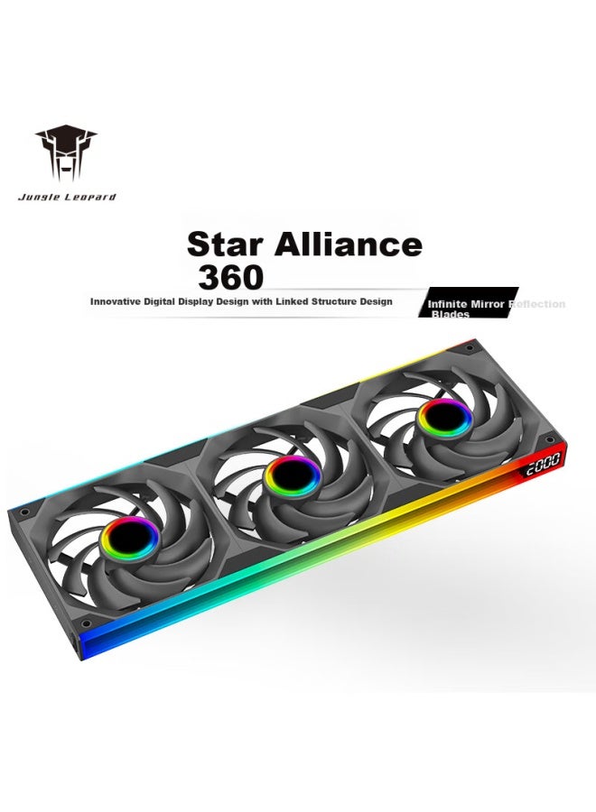Jungle Leopard Star Alliance Fan 360 Integrated Wooden Fan With Reversible 12cm Infinite Mirror Light Synchronous Pwm Speed Control Black Chassis Fan Argb Desktop Computer Silent - Image 1