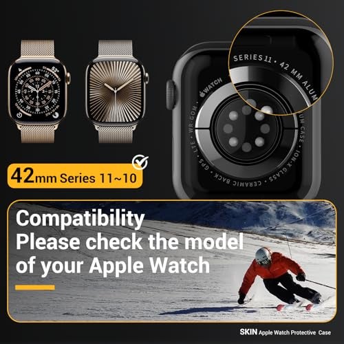 MAGEASY Designed for Apple Watch Series 11 Case 42mm | Shockproof Silicone Bumper with Customizable Buttons, Military Grade Durable Protective iWatch Cover, Skin Series - Concrete Gray - Image 2