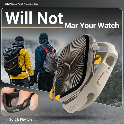 MAGEASY Designed for Apple Watch Series 11 Case 42mm | Shockproof Silicone Bumper with Customizable Buttons, Military Grade Durable Protective iWatch Cover, Skin Series - Concrete Gray - Image 5