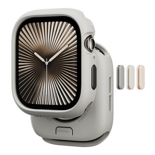 MAGEASY Designed for Apple Watch Series 11 Case 42mm | Shockproof Silicone Bumper with Customizable Buttons, Military Grade Durable Protective iWatch Cover, Skin Series - Concrete Gray - Image 1