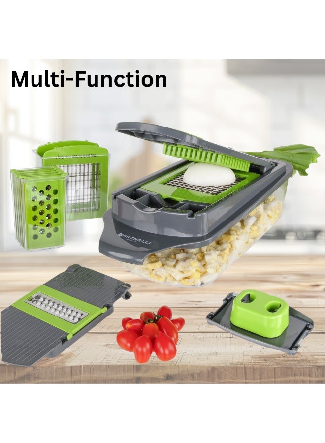 Multifunctional Vegetable Chopper - 16 in 1 Food Chopper With 8 Blades, Slicer, Dicer, Cutter for Onions, Carrots and More - Container Included (Grey) - Image 4