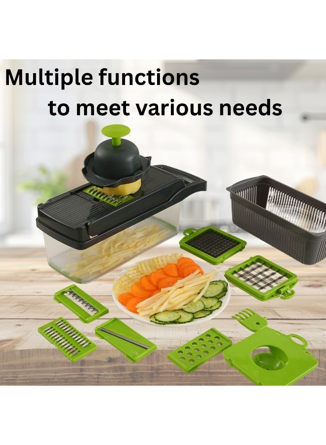 Multifunctional Vegetable Chopper - 16 in 1 Food Chopper With 8 Blades, Slicer, Dicer, Cutter for Onions, Carrots and More - Container Included (Grey) - Image 2