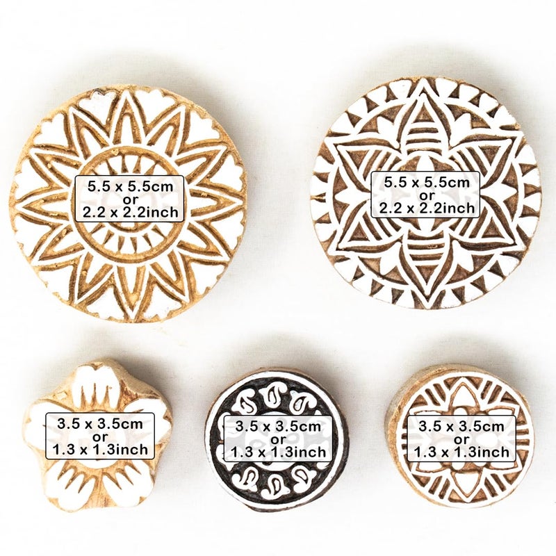 TWOGRAMS | Set of 5 | Wooden Stamp Block, Printing Stamp Design Set | Block for Printing Saree Border | Dresses, Craft Card Making, Scrapbook, Clay Pottery - Image 4