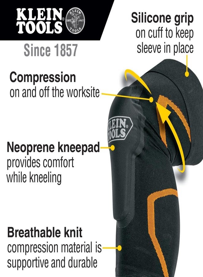Klein Tools 60623 Knee Pad Compression Sleeve, Knee Support for Construction, Workers and Athletes, Black, M/L - Image 2