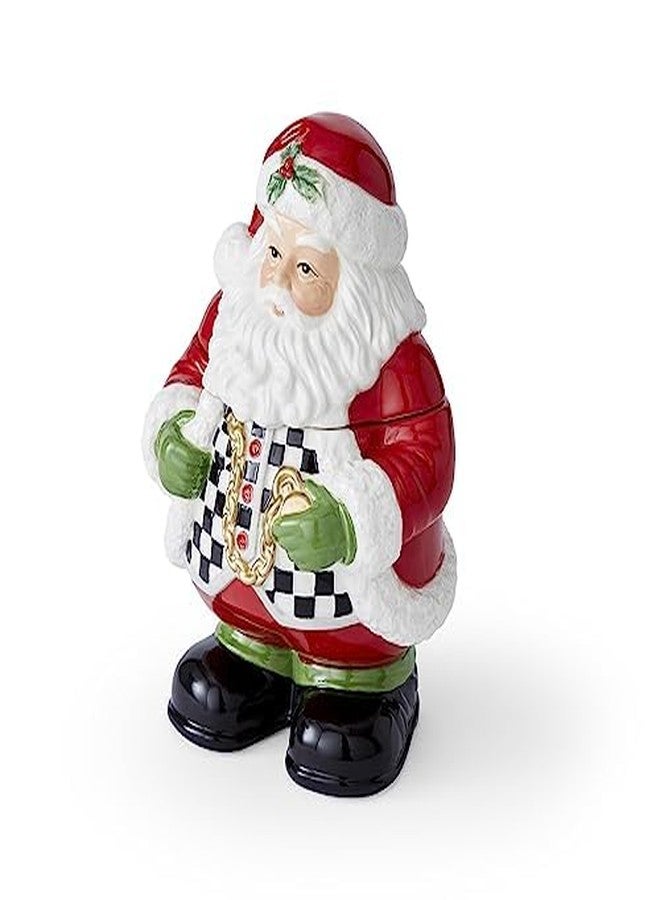 Spode Christmas Tree Black & White Santa Candy Jar - 8-Inch Ceramic Candy Storage Jar with Lid - Decorative Christmas Cookie Container for Holiday Kitchen Counter Displays, Treats, and Gifts - Image 5