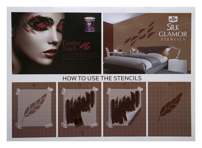 Berger Paints PVC Silk Glamor Feather Touch Stencil 21.49 x 16 inches (Brown, Pack of 1) - Image 3
