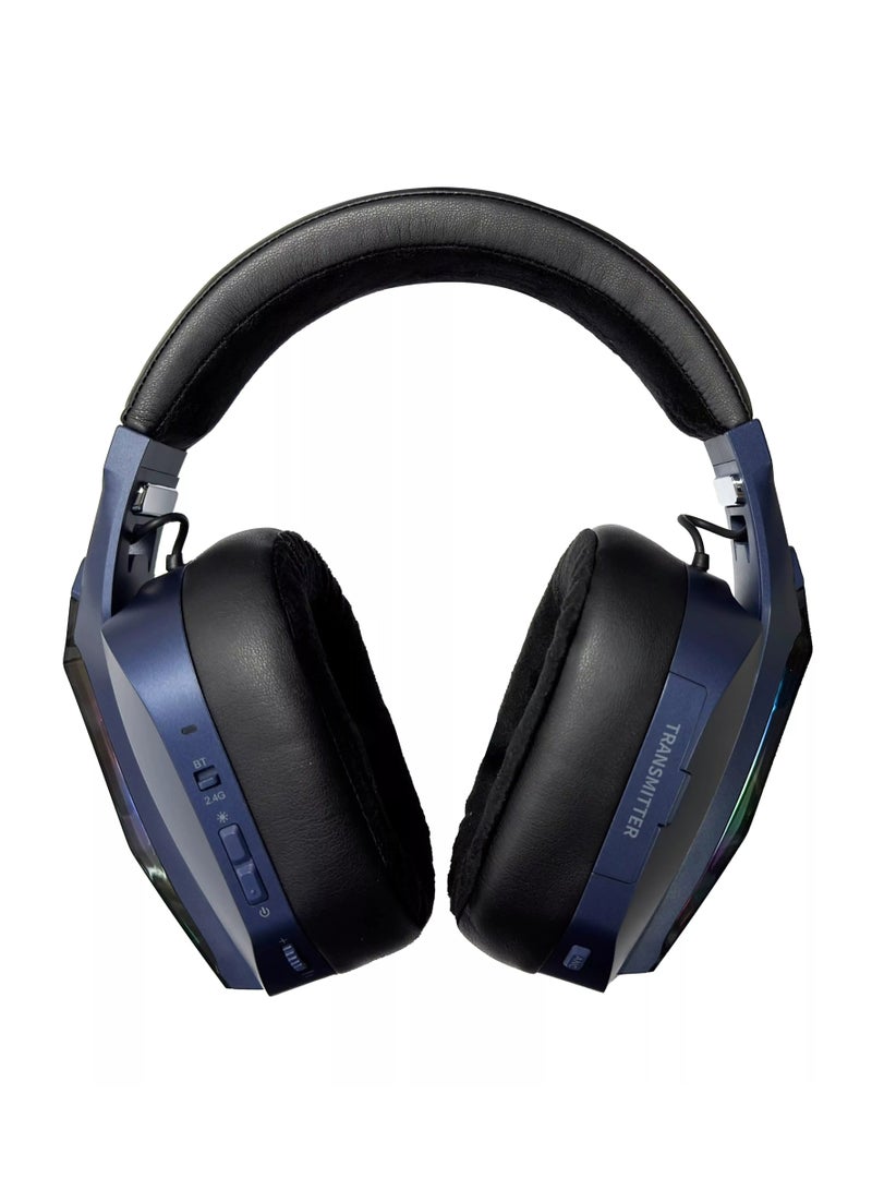 k Gaming K30 Wireless Gaming Headset Tri-Mode Connectivity Bluetooth/2.4 GHz /Wired with Hybrid Active Noise cancellation 7.1 Surround Sound 40mm Drivers Low Latency Detachable Microphone Comfortable 2 in1replaceable earpads Compatible with PC, Mac, PS4, PS5, Xbox Series X|S Blue& Black  - Image 2