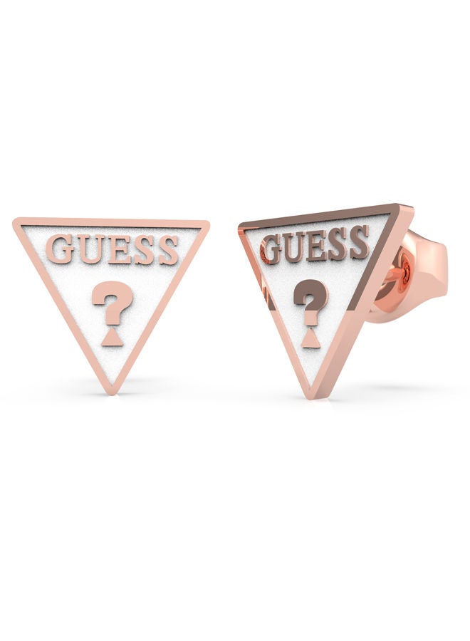 GUESS White Traingle Logo Stud Earring