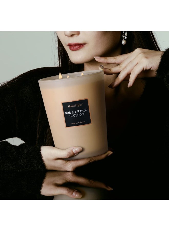 Home Lights - Homelights Scented Candles Large Jar Candle 33.3 Oz. Natural Soy Aromatherapy Candles 60 Hour Burn Time With 3 Cotton Wicks Home Decorative Fragrance Candles Gift Orange Blossom - Image 1