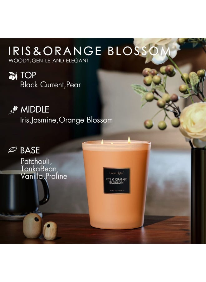Home Lights - Homelights Scented Candles Large Jar Candle 33.3 Oz. Natural Soy Aromatherapy Candles 60 Hour Burn Time With 3 Cotton Wicks Home Decorative Fragrance Candles Gift Orange Blossom - Image 1