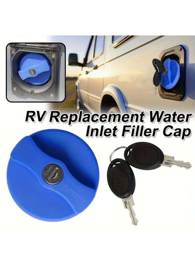 Blue Replacement Water Inlet Filler Cap Lock with 2 Keys for Motorhome Caravan - Image 2