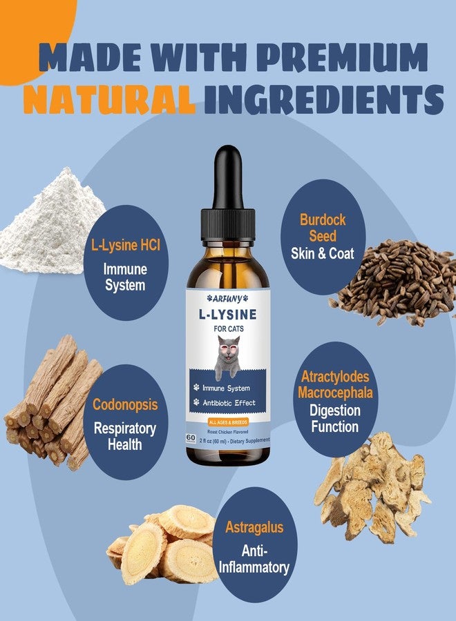 SANTKOL Lysine for Cats - 2 Packs Cat Lysine Drops - Sneezing Treatment, Nasal Relief - Feline Upper Respiratory Infection, Runny Nose, Eye Function - Immune Support - Roast Chicken Flavor - Image 5
