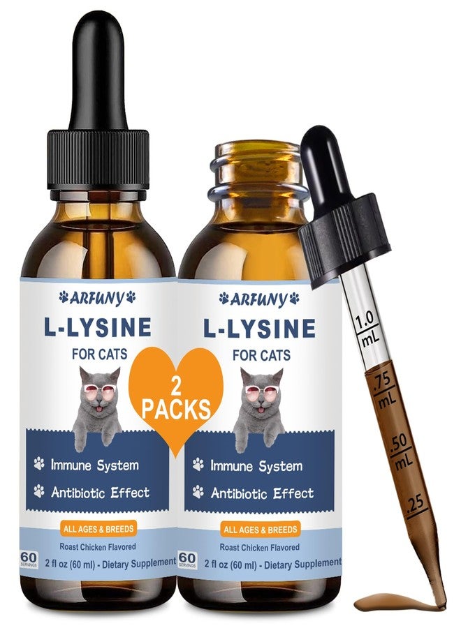 SANTKOL Lysine for Cats - 2 Packs Cat Lysine Drops - Sneezing Treatment, Nasal Relief - Feline Upper Respiratory Infection, Runny Nose, Eye Function - Immune Support - Roast Chicken Flavor - Image 1