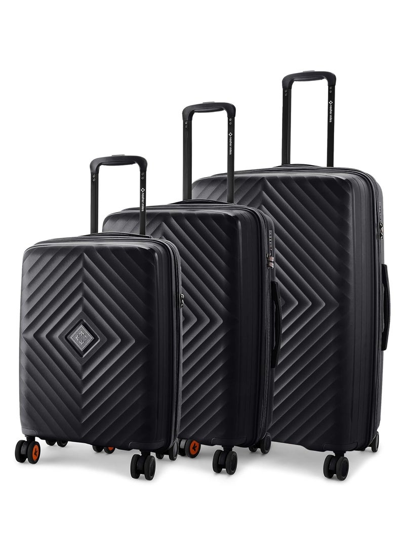 nasher miles Nasher Miles Antwerp Hard-Sided Polypropylene Luggage Set of 3 | 55cm, 65cm & 75cm | TSA Lock 8 Wheels & Expander Small, Medium & Large Trolley Bag for Travel | Suitcase (Black)  - Image 1