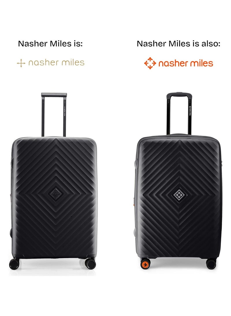 nasher miles Nasher Miles Antwerp Hard-Sided Polypropylene Luggage Set of 3 | 55cm, 65cm & 75cm | TSA Lock 8 Wheels & Expander Small, Medium & Large Trolley Bag for Travel | Suitcase (Black)  - Image 2